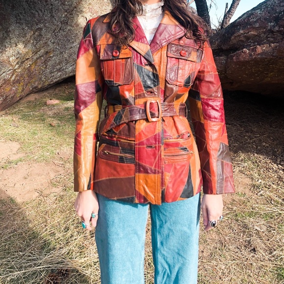 vintage patchwork leather jacket